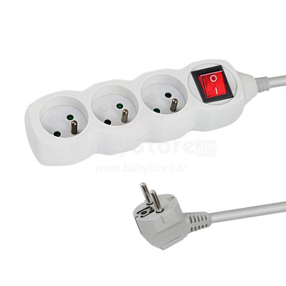 ESPERANZA POWER STRIP 3 SOCKETS SWITCH 3M WHITE