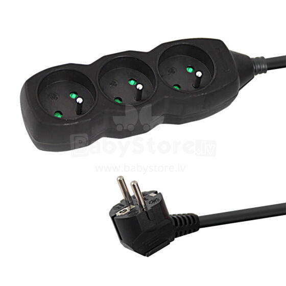 ESPERANZA POWER STRIP 3 SOCKETS 3M BLACK