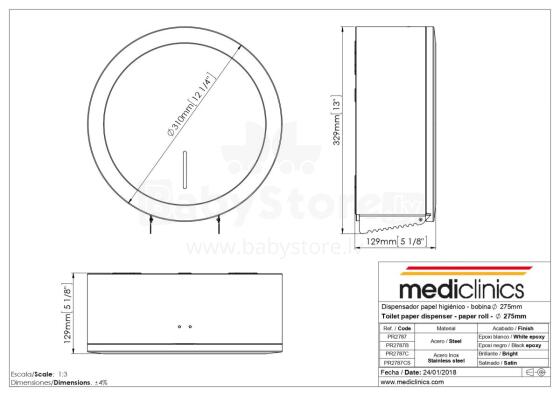 MEDICLINICS PR2787 TOILET PAPER DISP. INDUST.27,5Øcm, WHITE