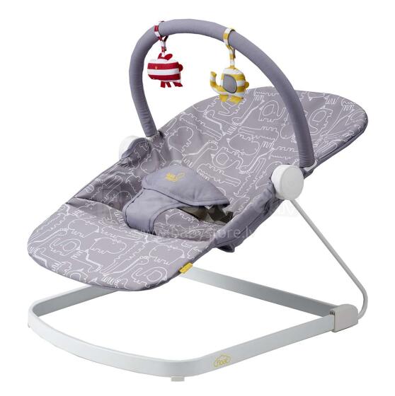 BabaBing! Art.BB49-001 „Float Baby Bouncer Jungle Animals Grey Baby“ supamoji kėdė