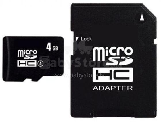 Карта памяти и SD адаптер 4GB microSDHC class4  DLUX  BULK