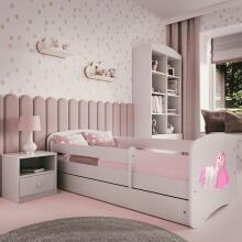 Bed babydreams white princess horse with drawer with non-flammable mattress 160/80