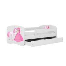 Bed babydreams white princess horse with drawer with non-flammable mattress 160/80