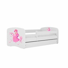 Bed babydreams white princess on horse with drawer with non-flammable mattress 180/80