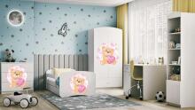 Bed babydreams white teddybear butterflies with drawer with non-flammable mattress 140/70