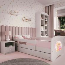 Bed babydreams white teddybear butterflies with drawer with non-flammable mattress 140/70