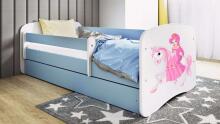 Bed babydreams blue princess on horse with drawer with mattress 160/80