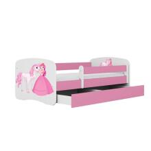 Bed babydreams pink princess horse with drawer with non-flammable mattress 140/70