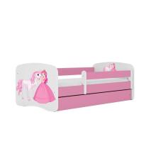 Bed babydreams pink princess horse with drawer with non-flammable mattress 140/70