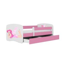 Bed babydreams pink fairy with wings with drawer with non-flammable mattress 140/70