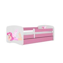 Bed babydreams pink fairy with wings with drawer with non-flammable mattress 140/70