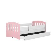 Bed classic 1 mix pale pink with drawer with non-flammable mattress 160/80