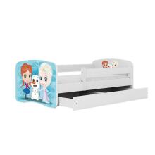 Bed babydreams white frozen land with drawer with non-flammable mattress 140/70