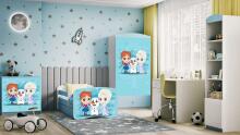 Bed babydreams blue frozen land with drawer with non-flammable mattress 140/70