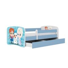 Bed babydreams blue frozen land with drawer with non-flammable mattress 140/70