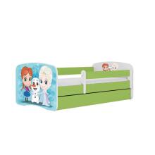 Bed babydreams green frozen land with drawer with non-flammable mattress 140/70