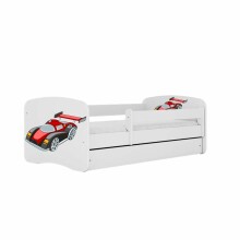 Bed babydreams white racing car with drawer with non-flammable mattress 140/70