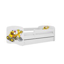 Bed babydreams white digger with drawer with non-flammable mattress 140/70