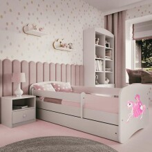 Babydreams white princess on a horse bed without drawer latex mattress 160/80