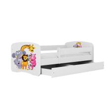 Bed babydreams white zoo with drawer with non-flammable mattress 140/70