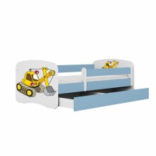 Bed babydreams blue digger with drawer with non-flammable mattress 140/70