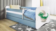 Bed babydreams blue baby dino with drawer with non-flammable mattress 140/70