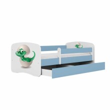 Bed babydreams blue baby dino with drawer with non-flammable mattress 140/70