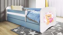 Bed babydreams blue teddybear butterflies with drawer with non-flammable mattress 140/70