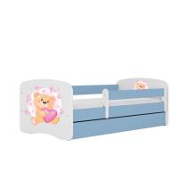 Bed babydreams blue teddybear butterflies with drawer with non-flammable mattress 140/70