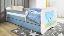 Bed babydreams blue blue teddybear with drawer with non-flammable mattress 160/80