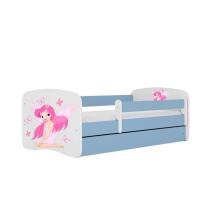 Bed babydreams blue fairy with butterflies with drawer with non-flammable mattress 160/80