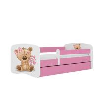 Bed babydreams pink teddybear flowers with drawer with non-flammable mattress 140/70