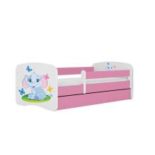 Bed babydreams pink baby elephant with drawer with non-flammable mattress 160/80