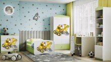 Bed babydreams green digger with drawer with non-flammable mattress 160/80