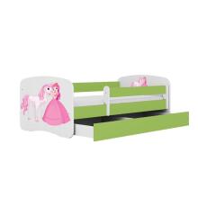 Bed babydreams green princess horse with drawer with non-flammable mattress 180/80