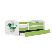 Bed babydreams green baby dino with drawer with non-flammable mattress 160/80