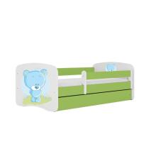 Bed babydreams green blue teddybear with drawer with non-flammable mattress 180/80