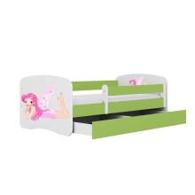 Bed babydreams green fairy with wings with drawer with non-flammable mattress 180/80