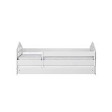 Kacper white bed with a drawer, non-flammable mattress 140/80