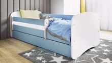 Babydreams blue bed without a pattern with a drawer, latex mattress 160/80