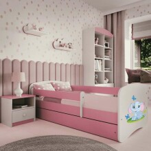 Babydreams pink elephant bed without drawer, latex mattress 160/80