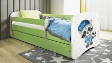 Bed babydreams green raccoon without drawer without mattress 140/70