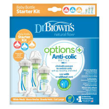 WB03606 Wide-Neck Options+ Bottle Starter Kit (2x270 ml & 1x150 ml bottles, 2x L2 & L3 Nipples, 2x Cleaning Brushes)