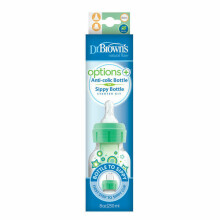 SB81603 8 oz/250 ml PP Narrow Options+ Bottle to Sippy Starter Kit, Green Stars (+L3 Nipple)