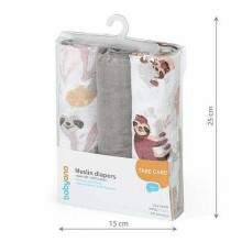 348/10 MUSLIN DIAPERS, 3 PCS, GRAY