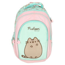 Ikonka Art.KX3766 4 nodalījumu skolas mugursoma 16 collu Pusheen Mint