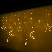 Ikonka Art.KX4279 LED moon curtain lights star 2.5m 138 warm without