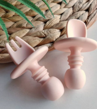 La Bebe™ Basic  Silicone Fork Art.169084 Light Beige rožės minkštas silikoninis šaukštas (1 vnt.)