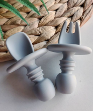 La Bebe™ Basic  Silicone Fork Art.169084 Light Beige rožės minkštas silikoninis šaukštas (1 vnt.)