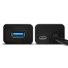 HUE-S2BL centrmezgls: 4 portu USB 3.2 Gen 1 uzlādes centrmezgls, 1,2 m kabelis, papildu microUSB barošanas avots